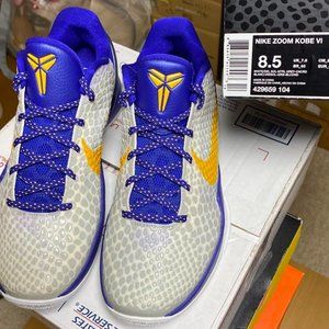 Zoom Kobe 6 VI Lakers Home Yellow White SAMPLE 429659-104 Mens Size 8.5